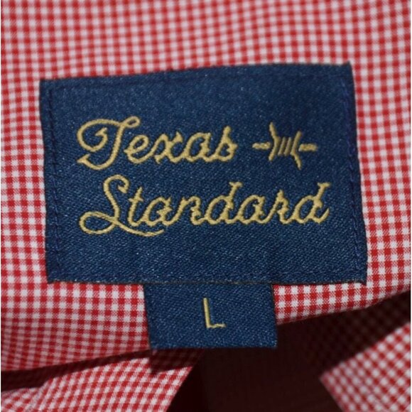 Texas Standard Red Micro Check Men's Dress Shirt Size L Cotton Western Button Up - Picture 9 of 11